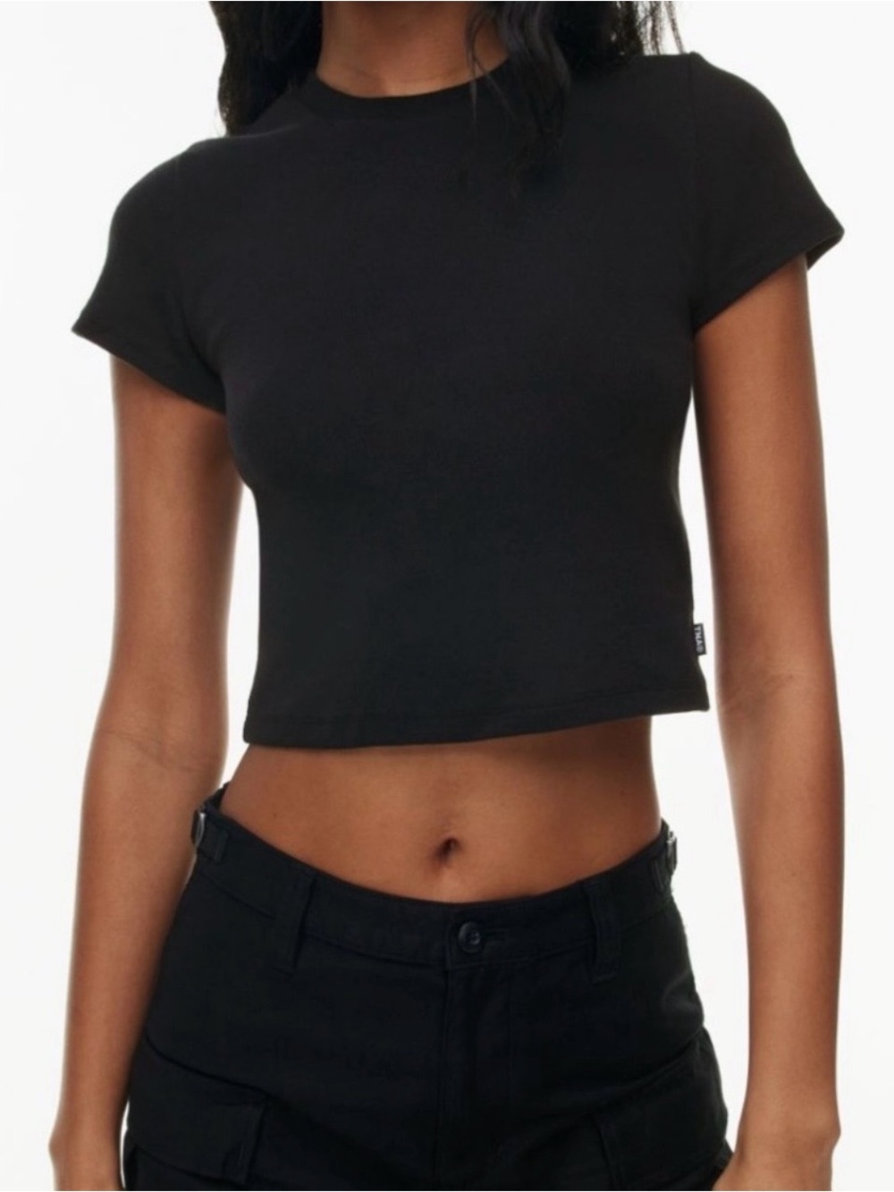 TNA Aritzia Baby Tee, Black, Size L